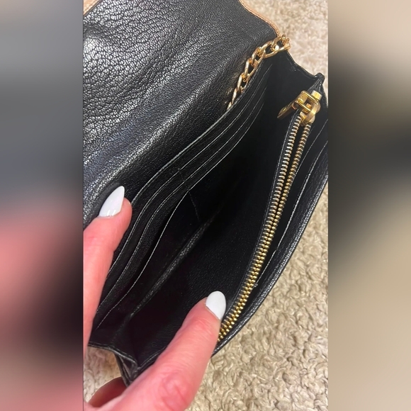 MIU MIU Leather Black and Mauve Long Wallet with Gold Chain - Picture 6 of 7